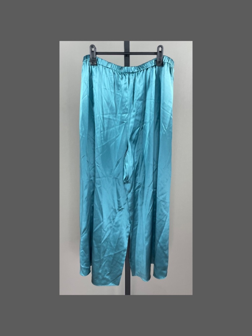 NEW Lily Silk Pants Womens Large blue mulberry silk wide leg pull on casual - Picture 9 of 11